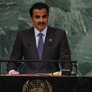الشيخ تميم بن حمد / أمير دولة قطر يلقي خطابه أمام الجمعية العامة للامم المتحدة