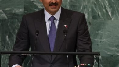 الشيخ تميم بن حمد / أمير دولة قطر يلقي خطابه أمام الجمعية العامة للامم المتحدة